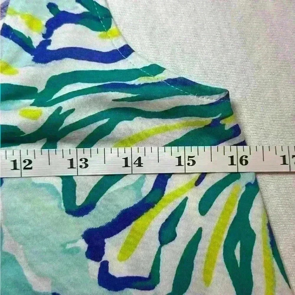 Women’s Lilly Pulitzer Blue Tropical Print Tank Top - 100% Pima Cotton - Sz XS - Picture 6 of 10